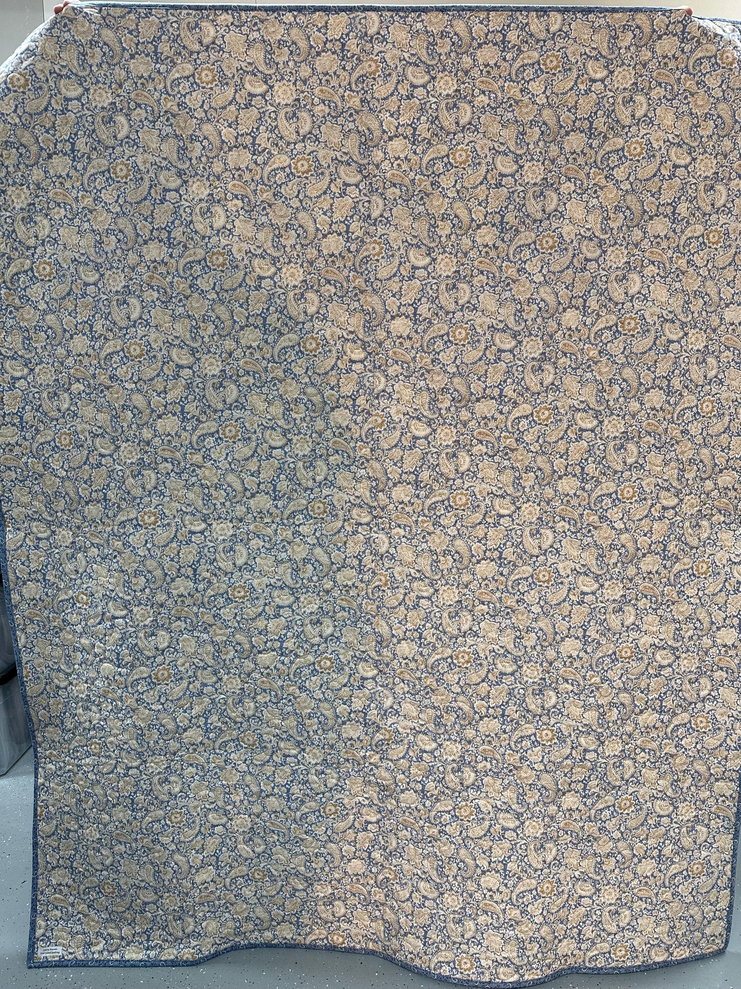 Handmade Patchwork Quilt: Blue Cream Cotton Floral Couch Throw (59" x 72")