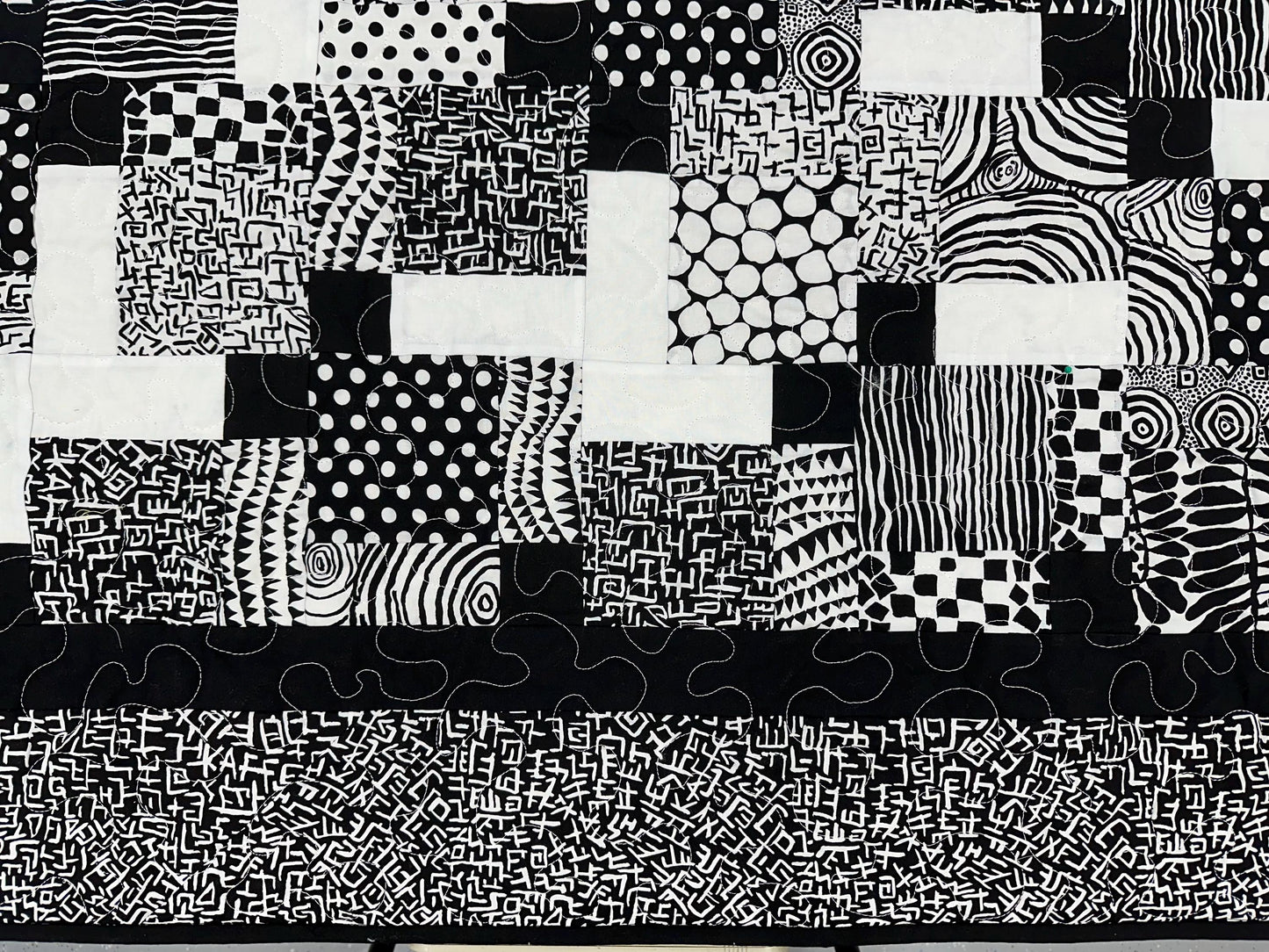 Modern Black & White Patchwork Quilt: Kaffe Fassett Cotton Lap Throw Sofa