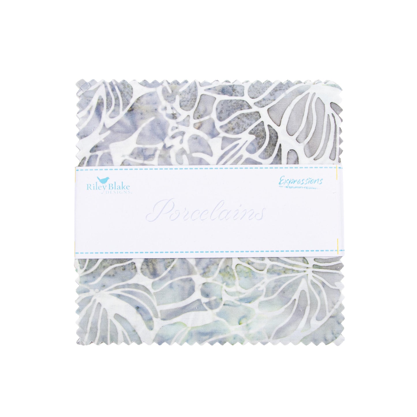 Riley Blake Porcelains Batik 5" Precut Cotton Fabric Squares, 42Pcs. Stacker
