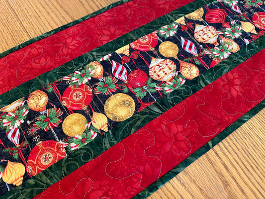 Christmas Table Runner, Quilted Holiday Centerpiece, Kitchen Dining Decor 13x42