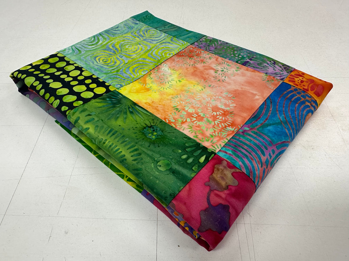 Handmade Batik Quilt Top in Bold Muli-Colors, Lap Size, 36" x 45"