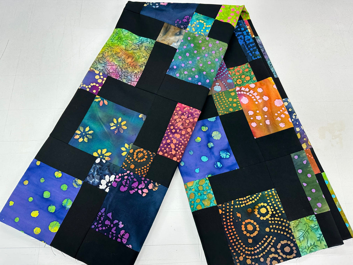 Handmade Batik Unfinished Quilt Top – Rainbow Colors – 45" x 58" Lap or Throw