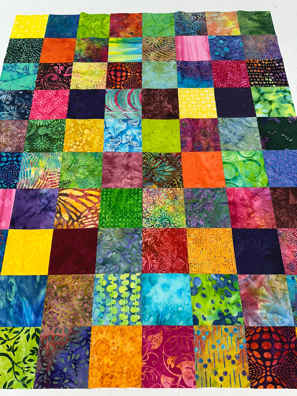Unfinished Batik Quilt Top, Multi Color, 36" x 45", Baby Crib Nursery