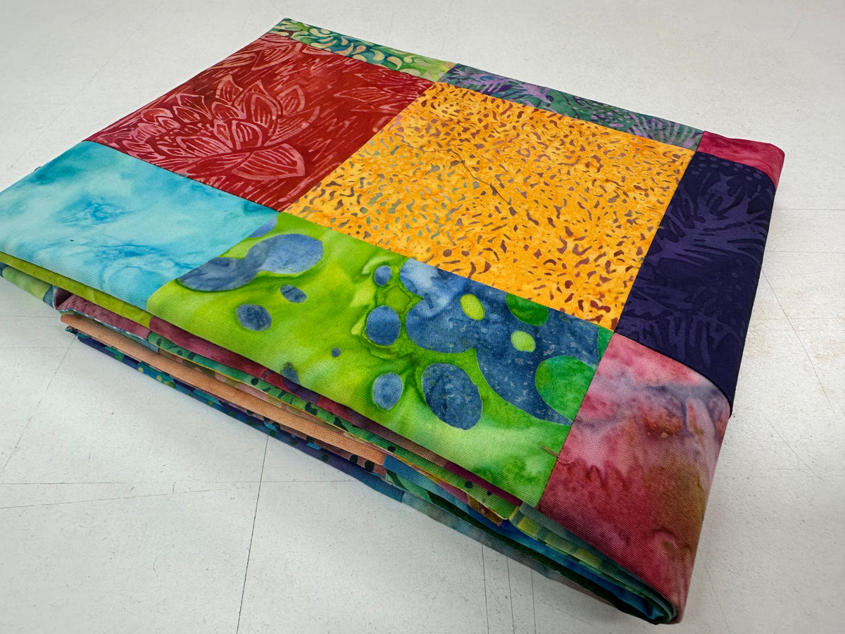 Unfinished Batik Quilt Top, Multi Color, 36" x 45", Baby Crib Nursery