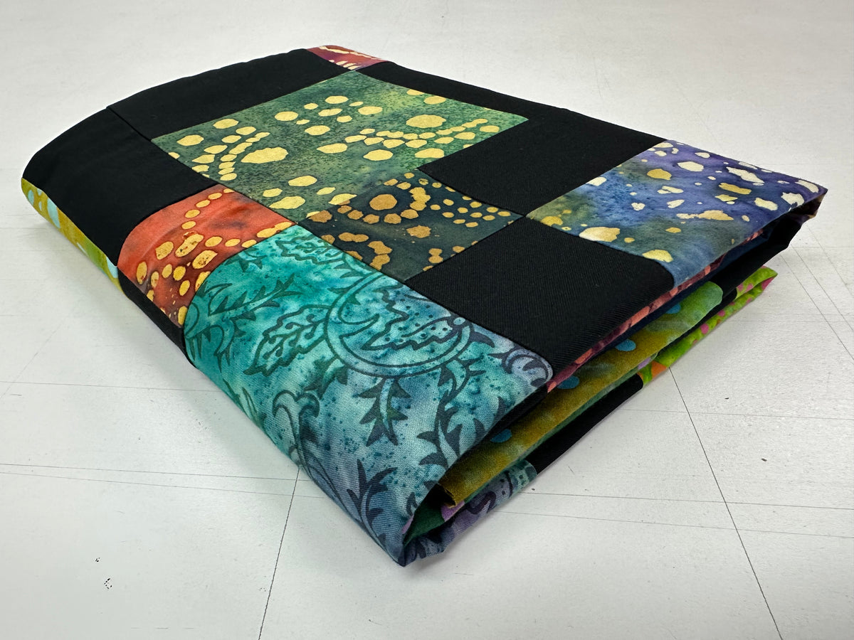 Handmade Batik Unfinished Quilt Top – Rainbow Colors – 45" x 58" Lap or Throw