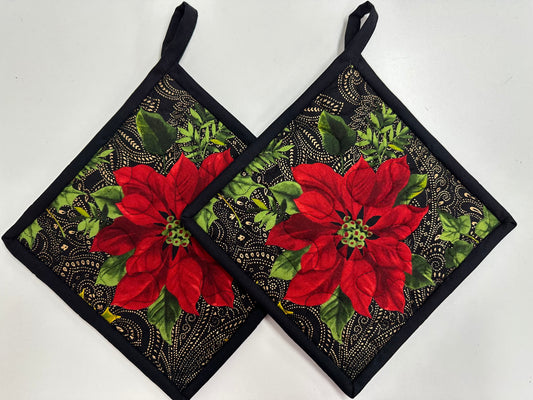 Christmas Cardinal Pot Holders, Set of 2, Handmade Baker Gift, Kitchen Accessories