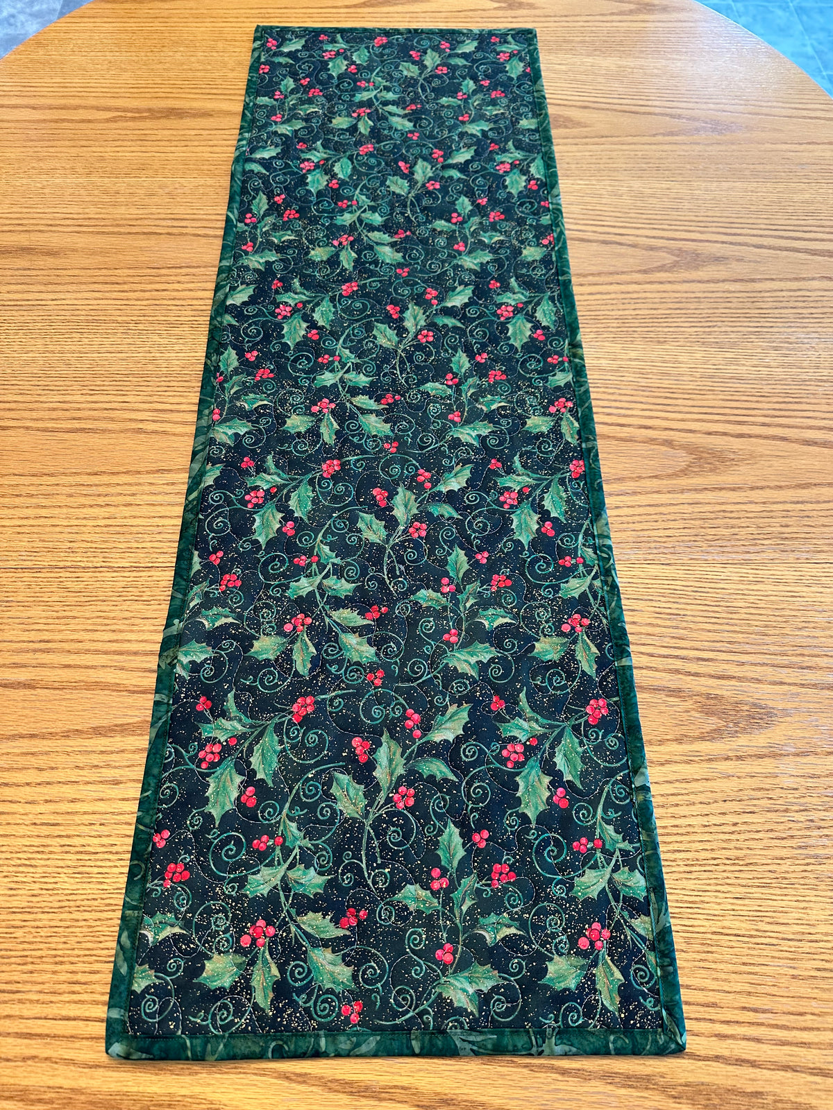 Christmas Table Runner, Quilted Holiday Centerpiece, Kitchen Dining Decor 13x42