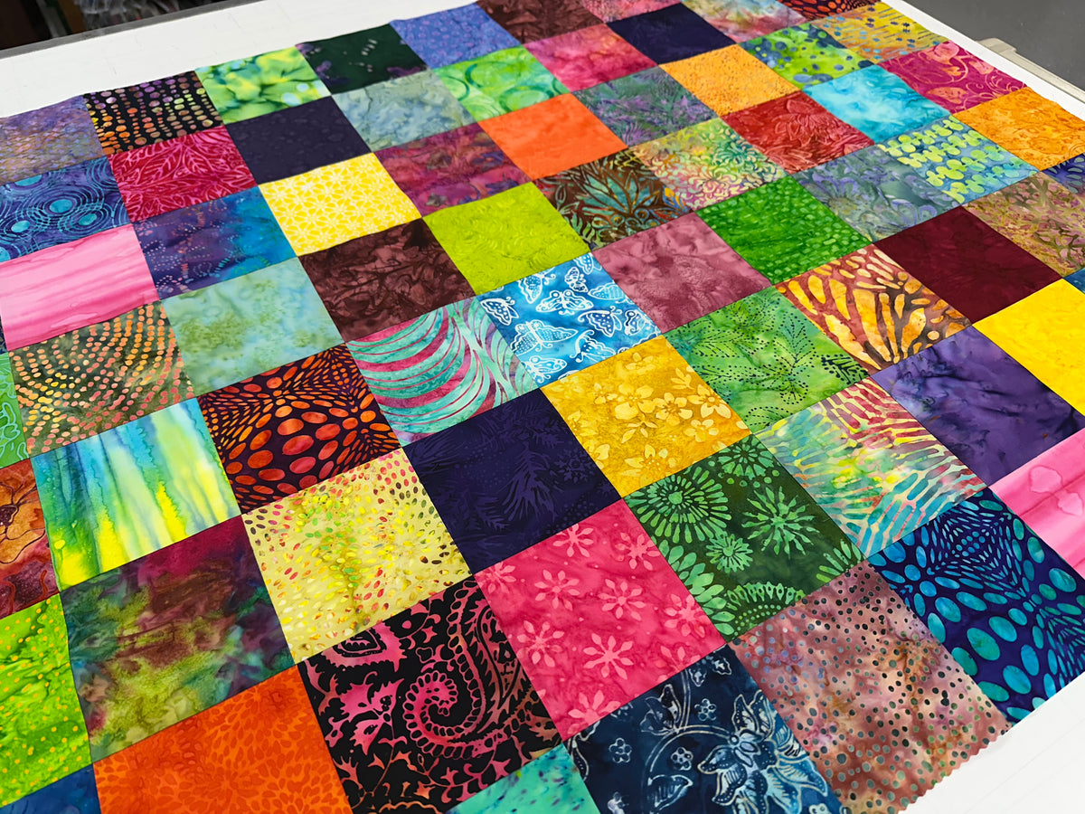 Unfinished Batik Quilt Top, Multi Color, 36" x 45", Baby Crib Nursery