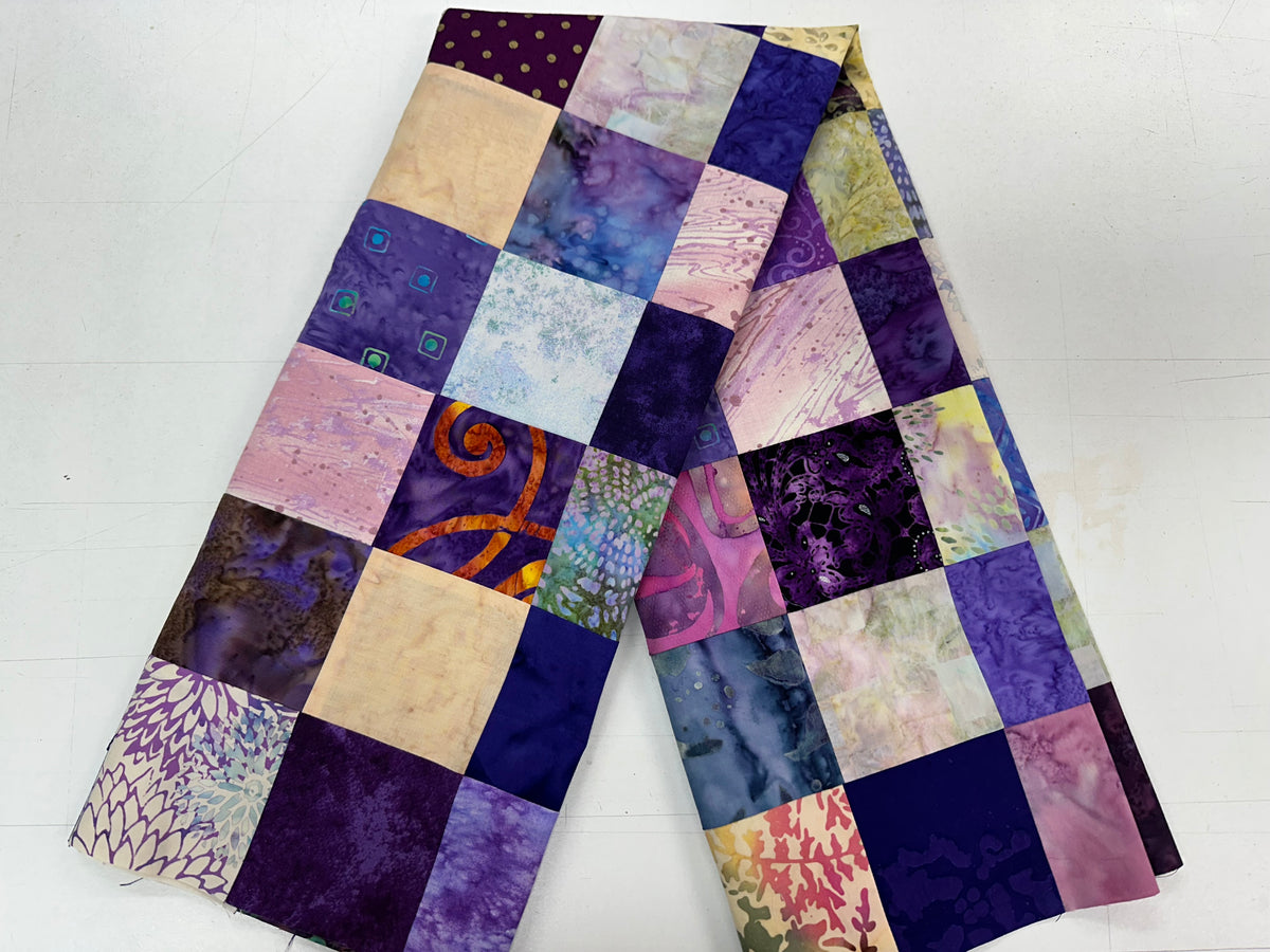 Handmade Purple Batik Quilt Top, 36"x44", Lap Crib Throw Quilt Size