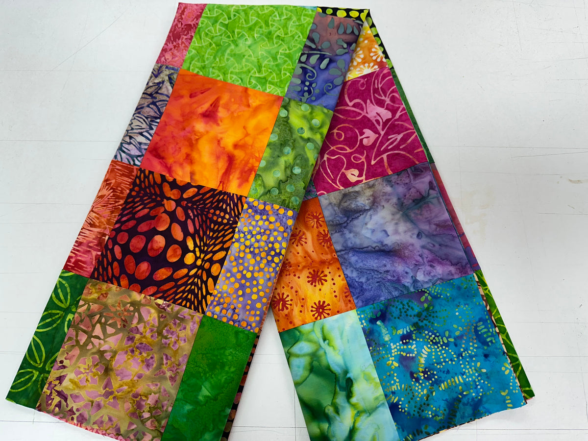 Handmade Batik Quilt Top in Bold Muli-Colors, Lap Size, 36" x 45"