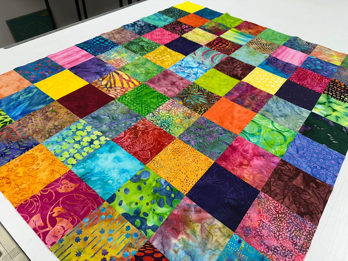 Unfinished Batik Quilt Top, Multi Color, 36" x 45", Baby Crib Nursery