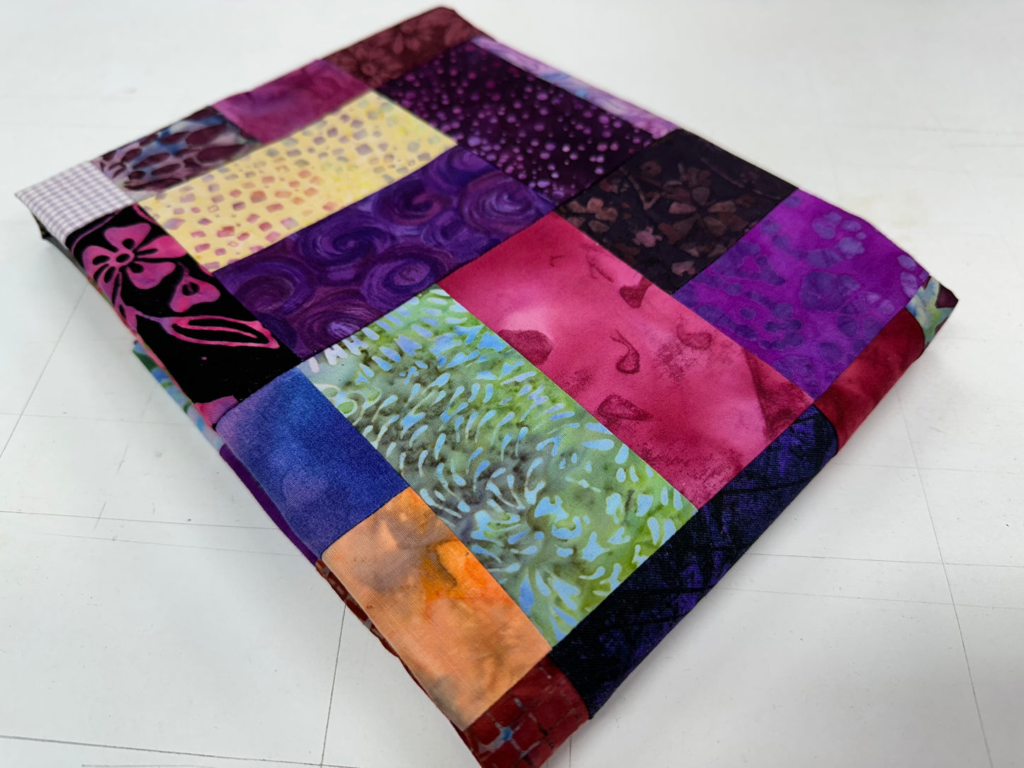 Handmade Purple & Pink Batik Quilt Top, 36"x44", Lap Crib Quilt Size