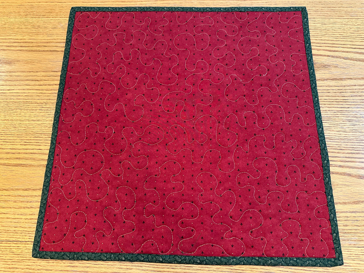 Christmas Table Runner, Quilted Winter Holiday Centerpiece, Kitchen Dining 20x20