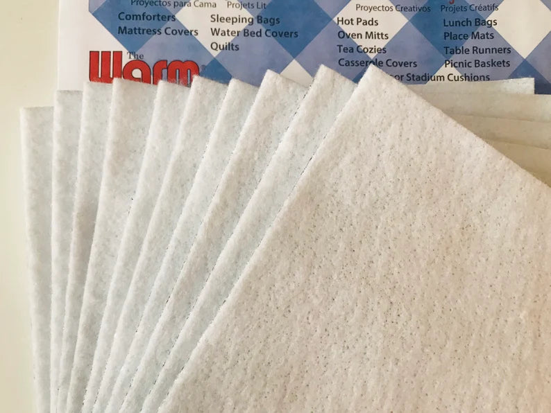 Ten ~ 9" Squares Insul-Bright Insulated Batting Precut Squares for Pot Holders