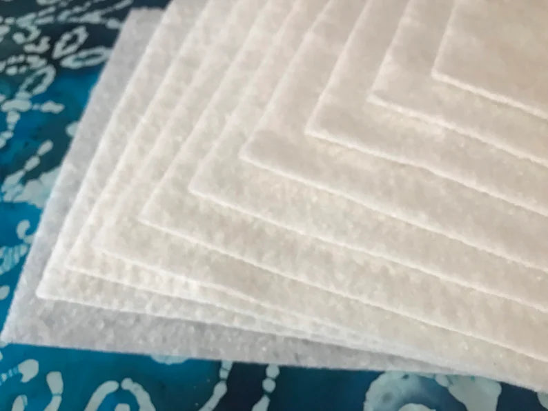 Ten ~ 9" Precut Quilt Batting Squares for Pot Holders or Rag Quilts
