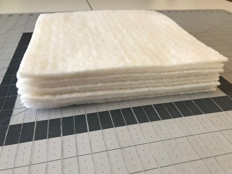 Ten ~ 9" Precut Quilt Batting Squares for Pot Holders or Rag Quilts