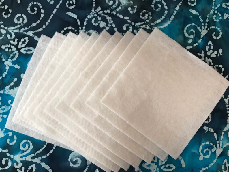 Ten ~ 9" Precut Quilt Batting Squares for Pot Holders or Rag Quilts