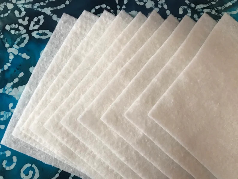 Ten ~ 9" Precut Quilt Batting Squares for Pot Holders or Rag Quilts