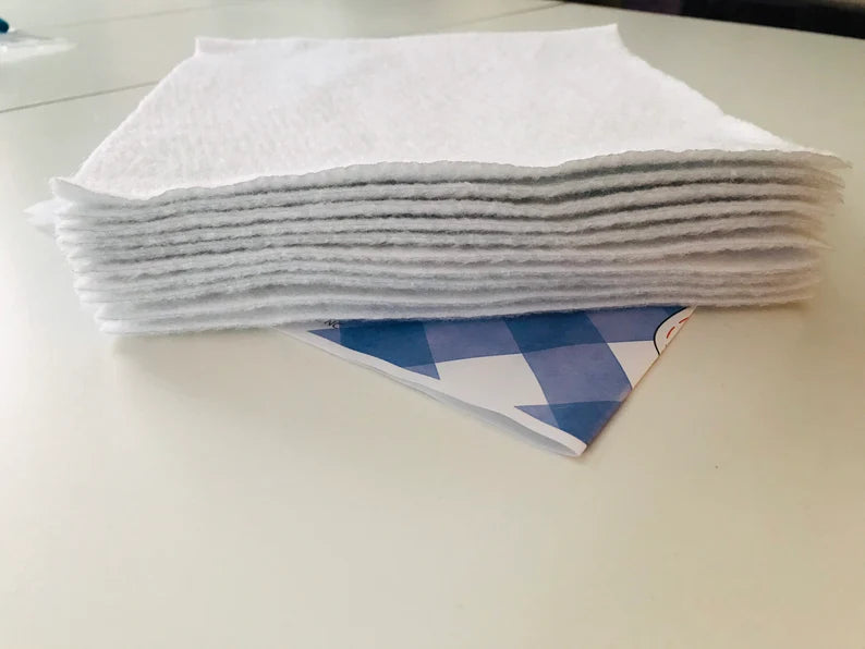 Ten ~ 9" Squares Insul-Bright Insulated Batting Precut Squares for Pot Holders