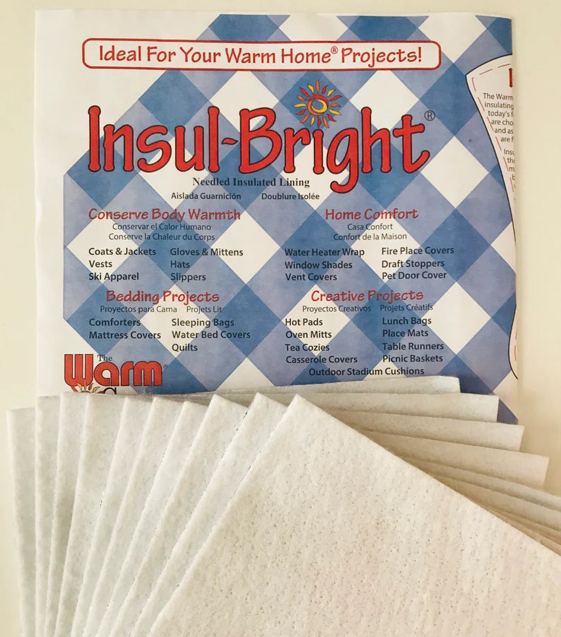 Ten ~ 9" Squares Insul-Bright Insulated Batting Precut Squares for Pot Holders