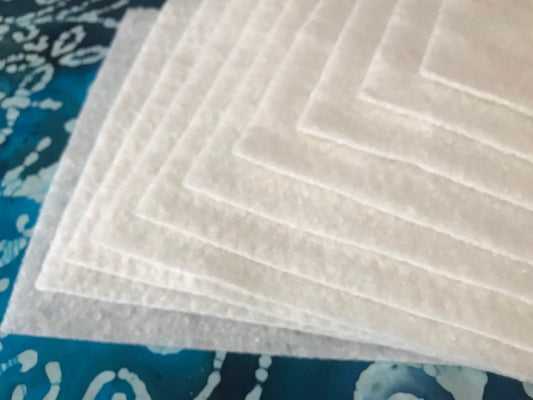 8" Precut Quilt Batting Squares, Pot Holders, Rag Quilts, Set of 30, Cotton-Polyester Batting