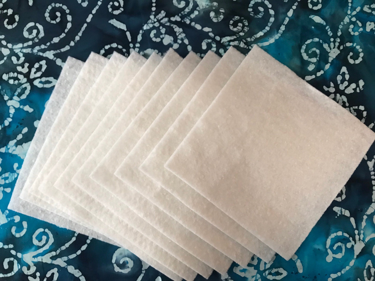 8" Precut Quilt Batting Squares, Pot Holders, Rag Quilts, Set of 20, Cotton- Polyester Batting