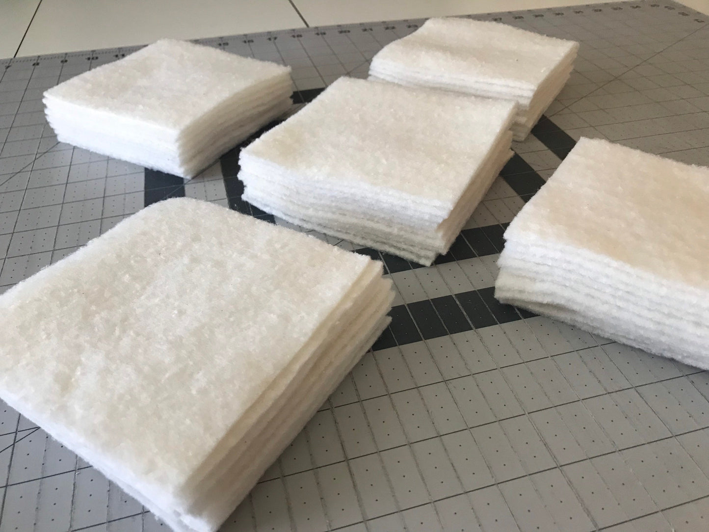 Set of 100 ~ 5" Precut Quilt Batting Squares, Rag Quilts, Quilt as you Go