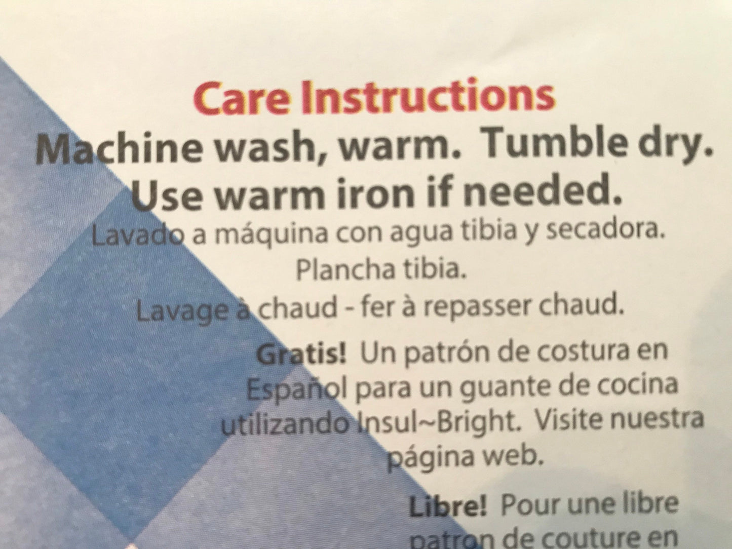 Insul-Bright Insulated Batting: Heat Resistant Potholder Material (1/2 Yard x 45 Inches)