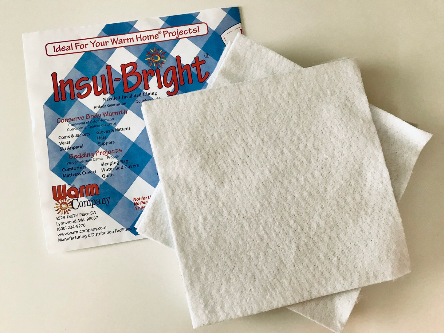 Ten ~ 7" Squares Insul-Bright Insulated Batting Precut Squares for Pot Holders