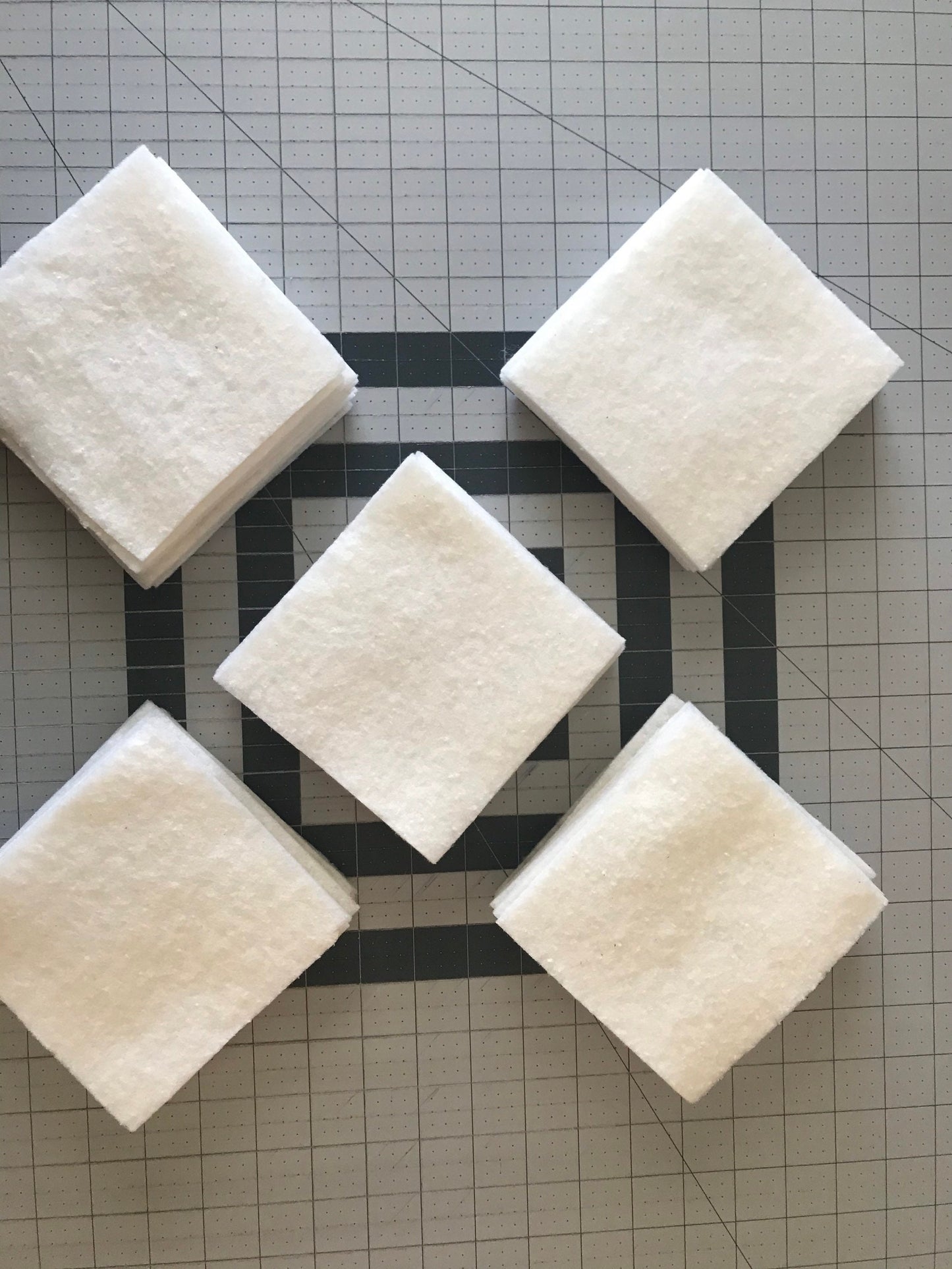 Set of 100 ~ 5" Precut Quilt Batting Squares, Rag Quilts, Quilt as you Go