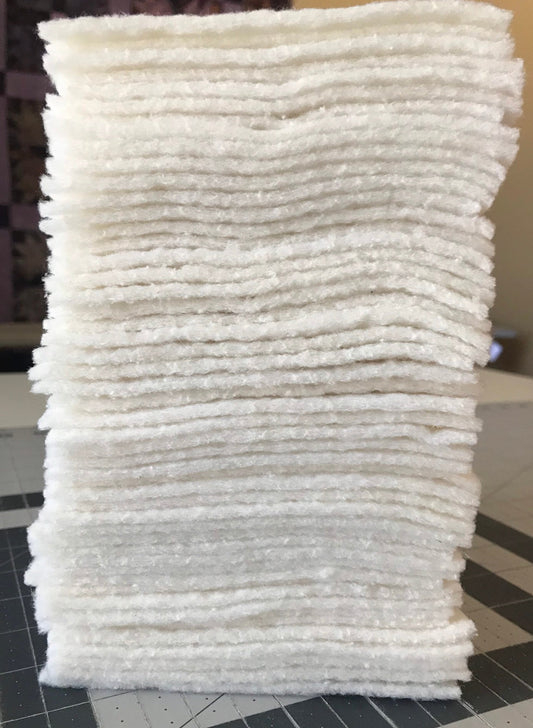 Set of 100 ~ 5" Precut Quilt Batting Squares, Rag Quilts, Quilt as you Go