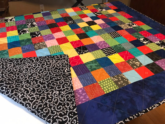Handmade Patchwork Baby Crib Quilt - Colorful Cotton Lap Blanket - Custom Nursery Decor Gift (43x48)