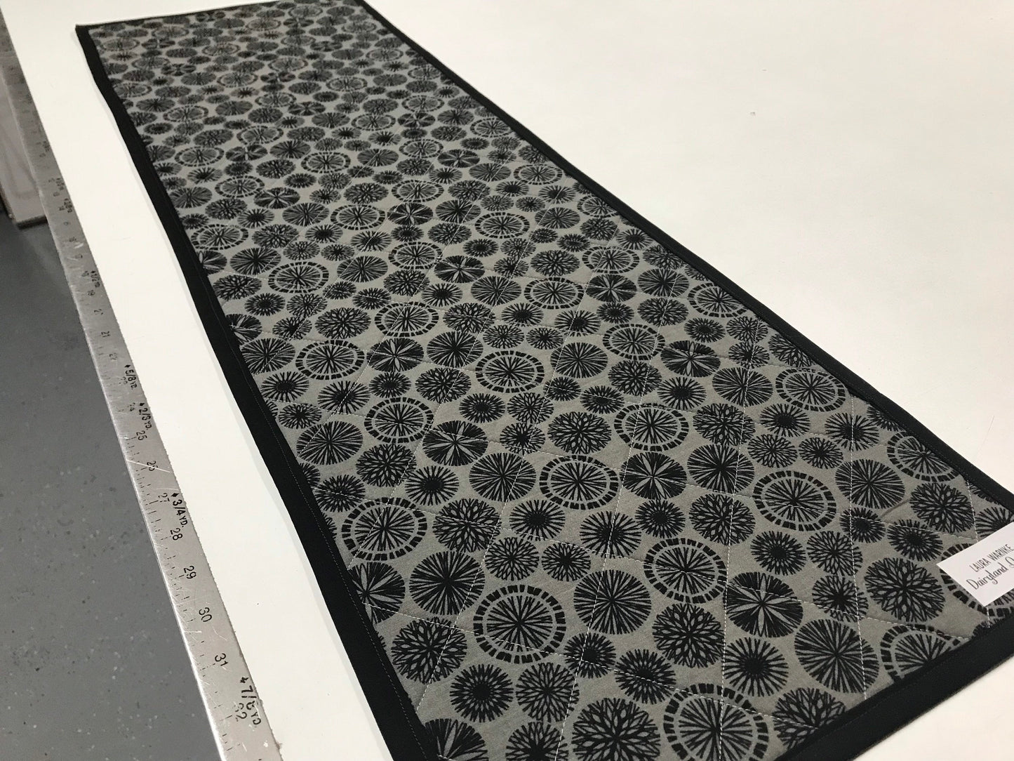 Quilted Table Runner: Black, Red, Yellow Patchwork Centerpiece - Modern Farmhouse Decor (12x39)