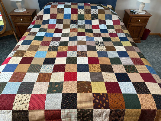 Rustic Queen Size Patchwork Quilt Top: Unfinished 72x85 Inch Handmade Country Farmhouse Bedding