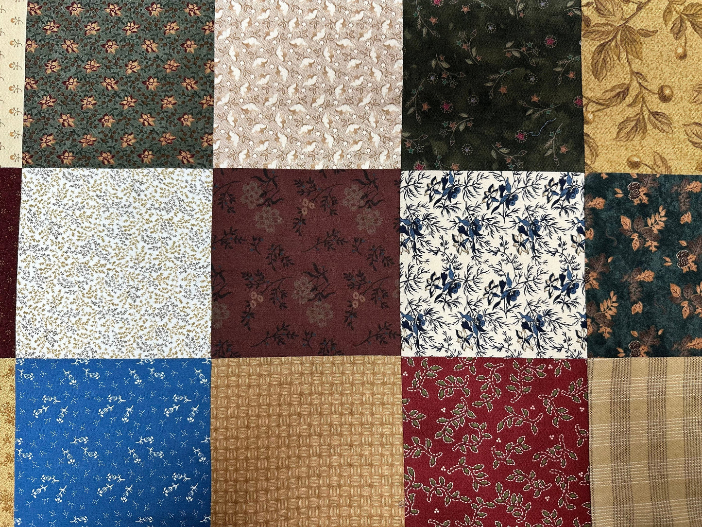 Handmade Queen Size Patchwork Quilt Top - Unfinished Americana Farmhouse Decor 72x85 Inches