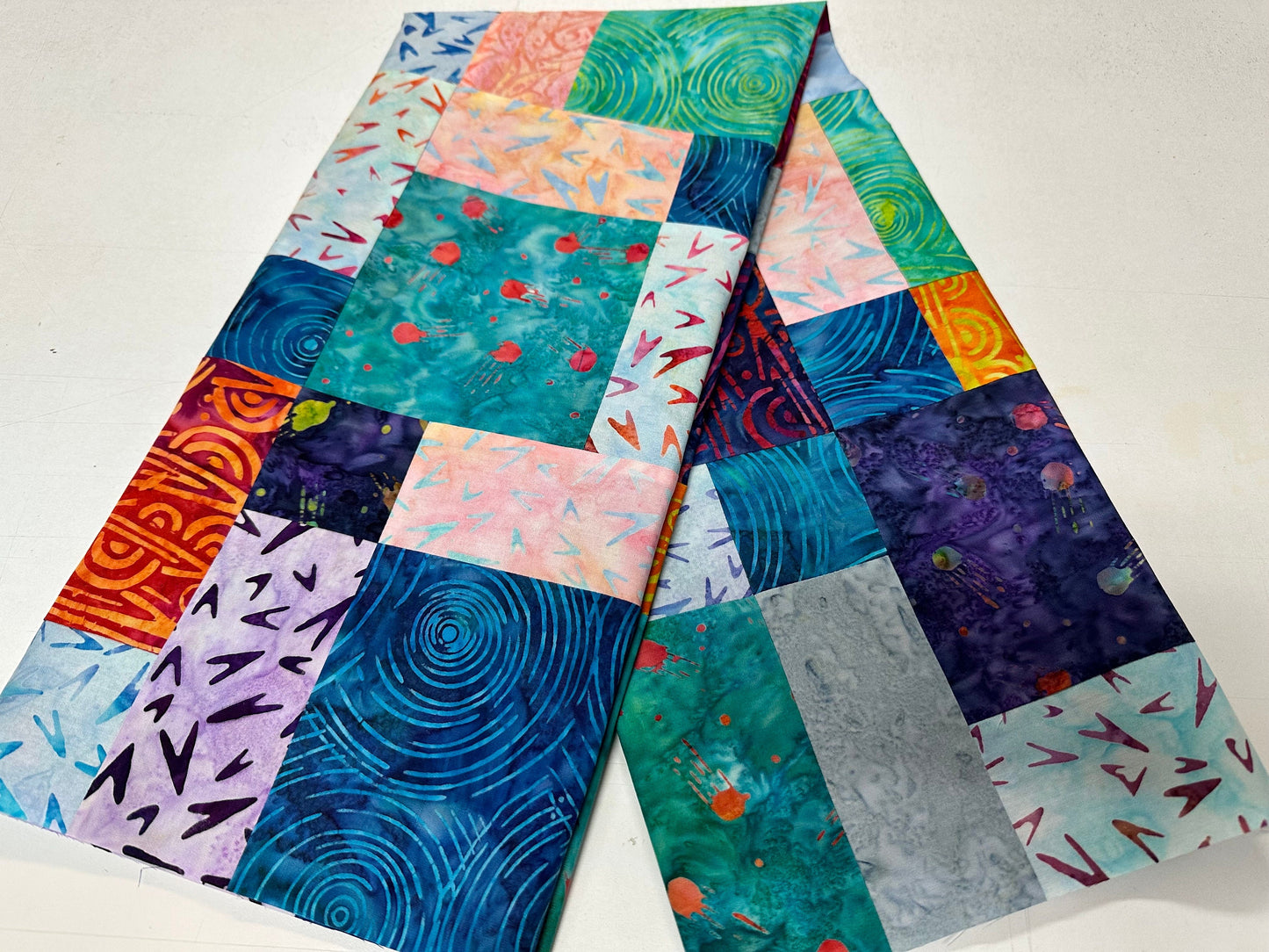 Colorful Handmade Baby Quilt Top: Modern Patchwork Design, Ready to Finish, 33x46 Inches