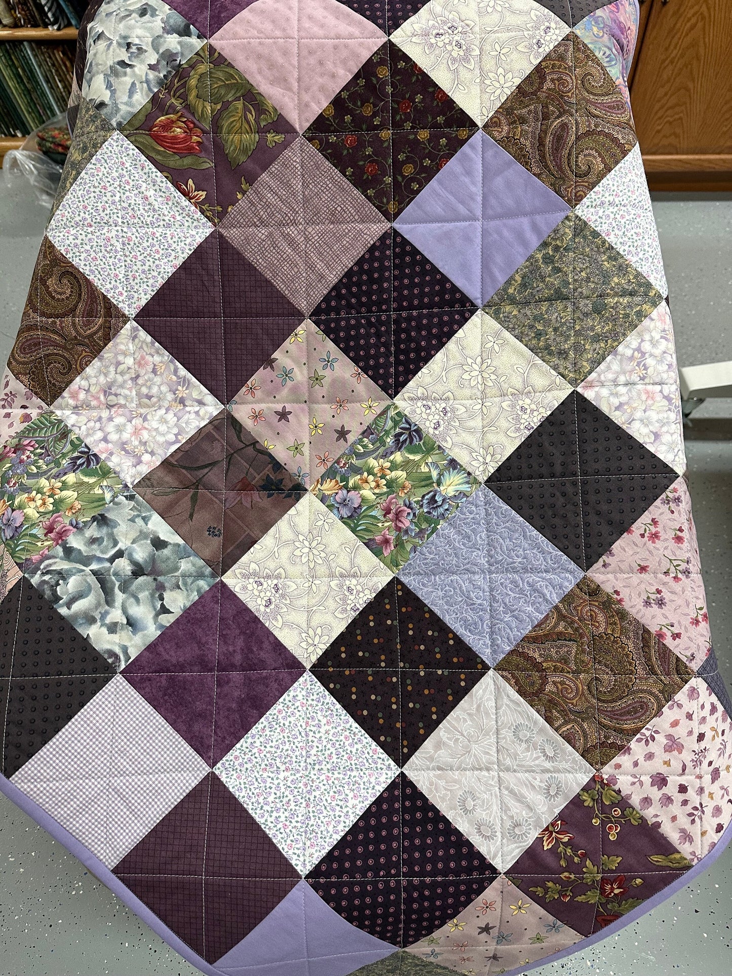 Handmade Purple Patchwork Crib Quilt: Cozy Baby Shower Gift for Nursery Decor (36x45 inches)