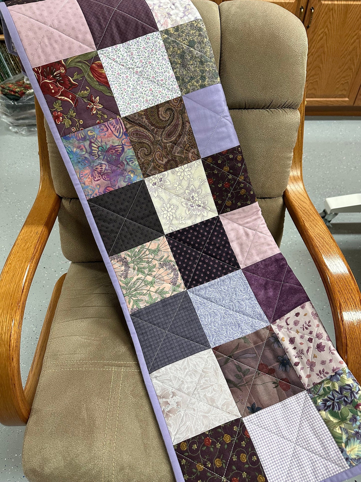 Handmade Purple Patchwork Crib Quilt: Cozy Baby Shower Gift for Nursery Decor (36x45 inches)