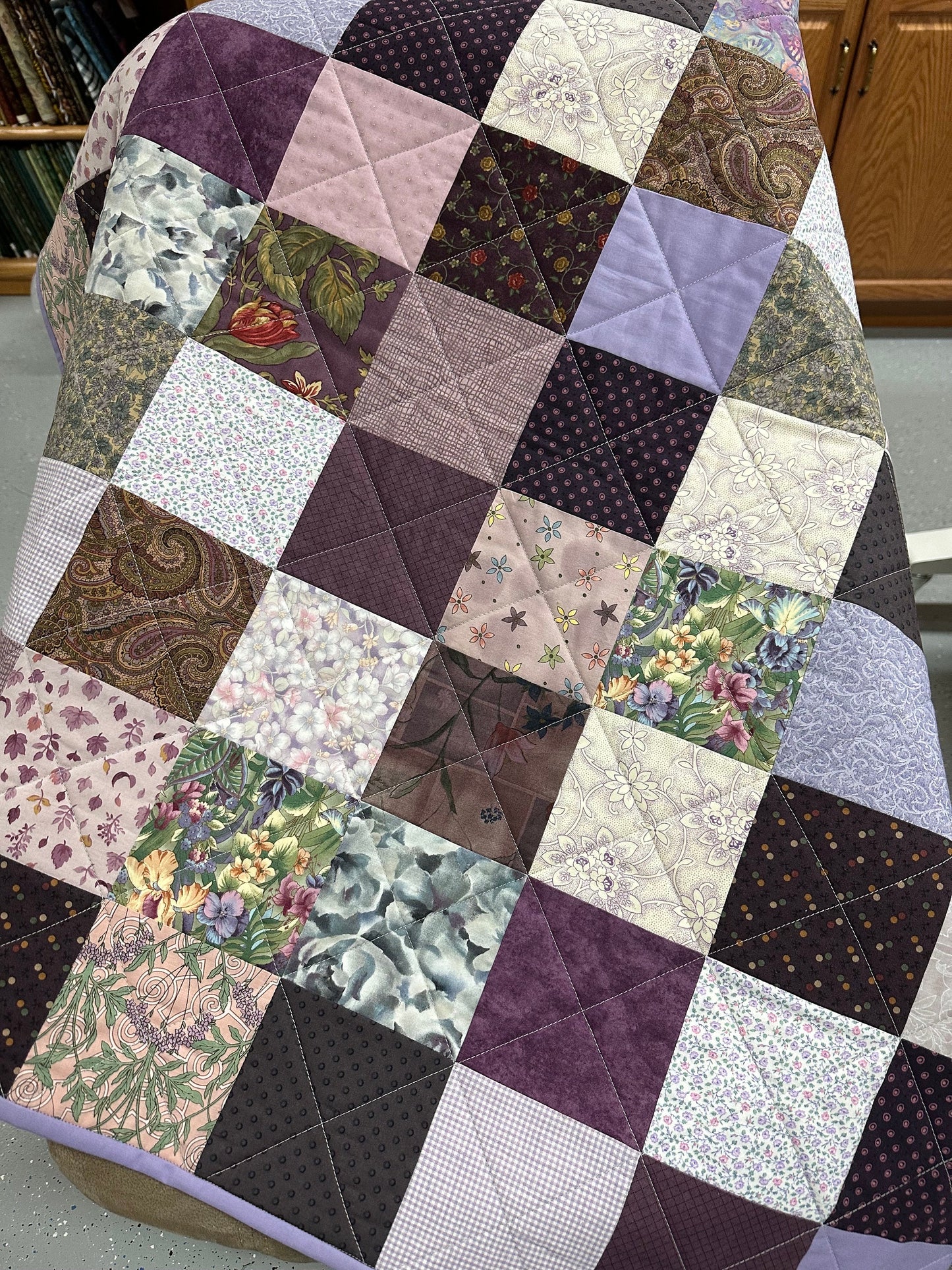 Handmade Purple Patchwork Crib Quilt: Cozy Baby Shower Gift for Nursery Decor (36x45 inches)