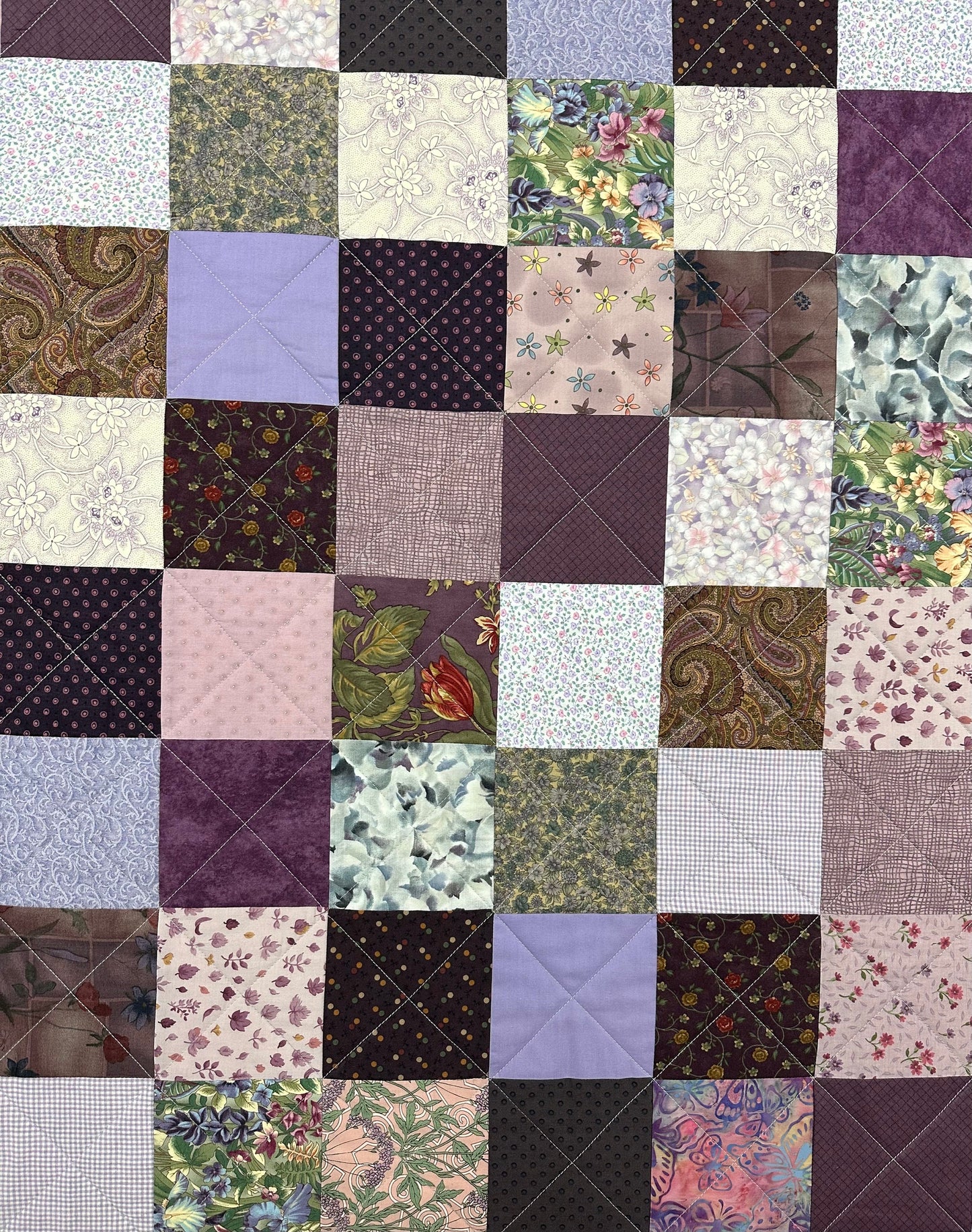 Handmade Purple Patchwork Crib Quilt: Cozy Baby Shower Gift for Nursery Decor (36x45 inches)