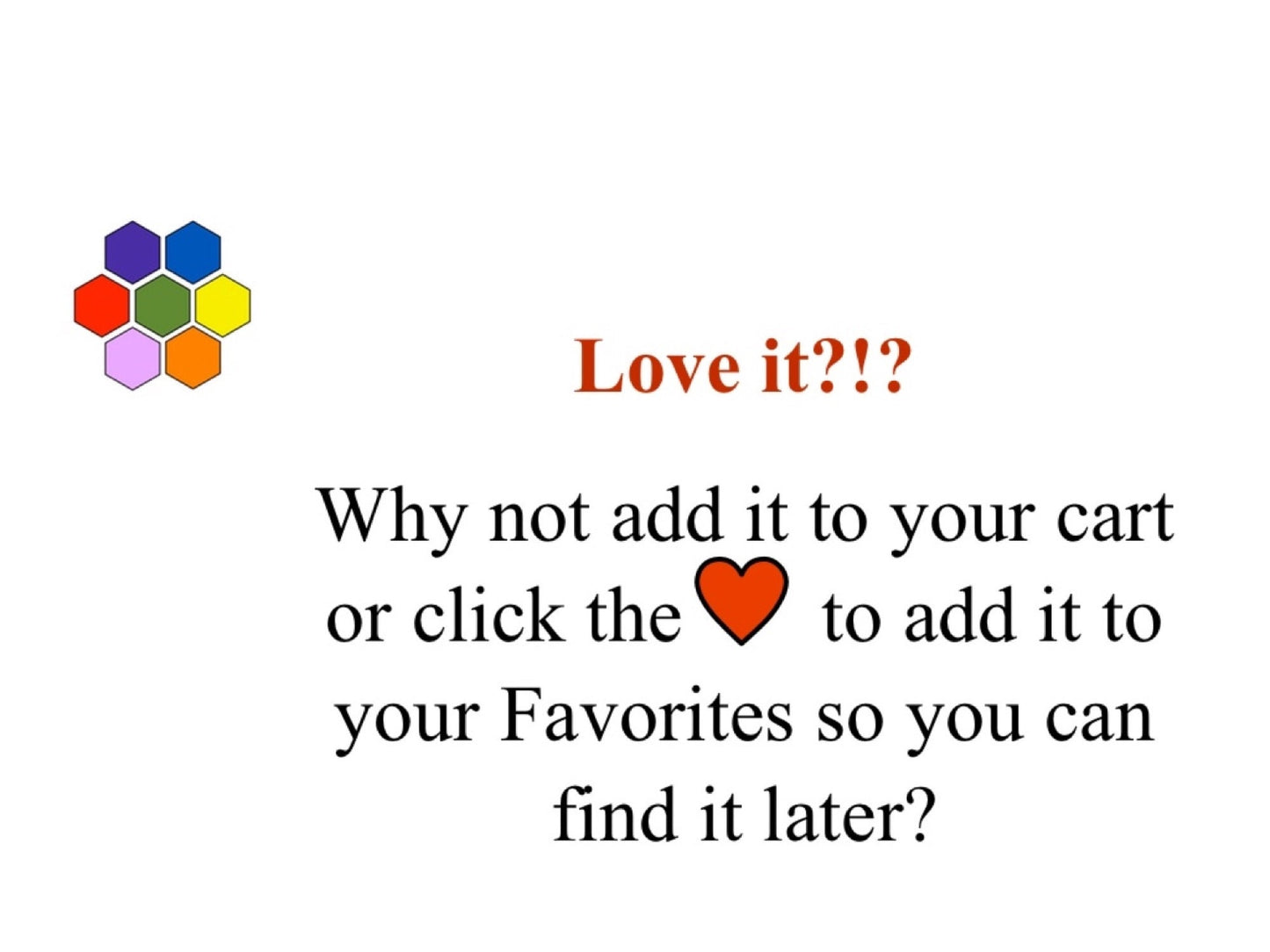 Promotional text with a colorful hexagonal logo and a heart symbol on a white background.