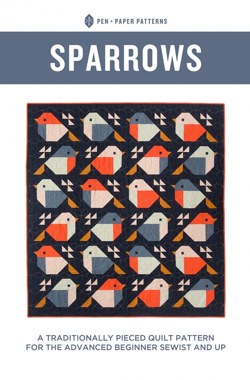 Sparrows Pieced Quilt Pattern: Modern Patchwork Sewing Guide for Whimsical Bird Lap Quilts