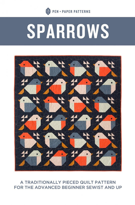 Sparrows Pieced Quilt Pattern: Modern Patchwork Sewing Guide for Whimsical Bird Lap Quilts