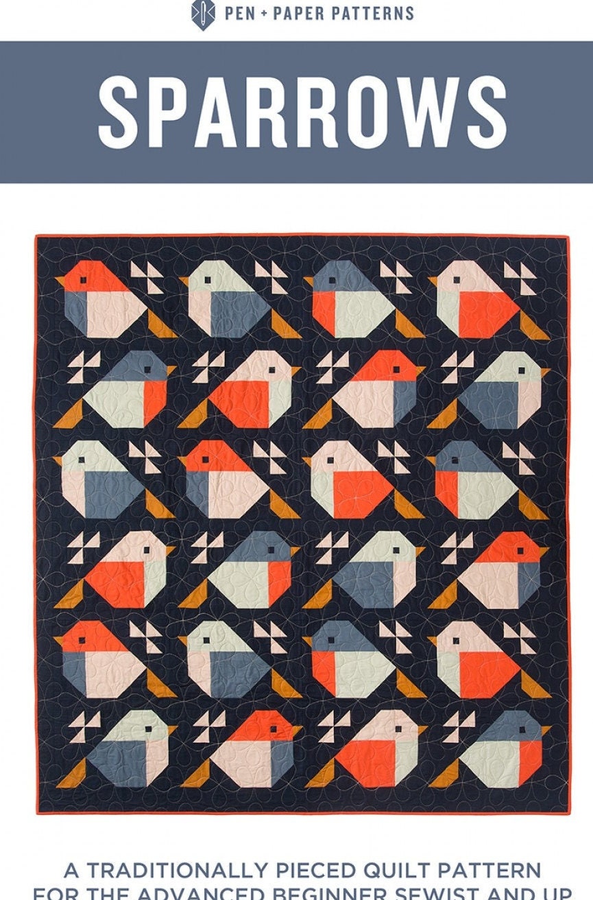 Sparrows Pieced Quilt Pattern: Modern Patchwork Sewing Guide for Whimsical Bird Lap Quilts
