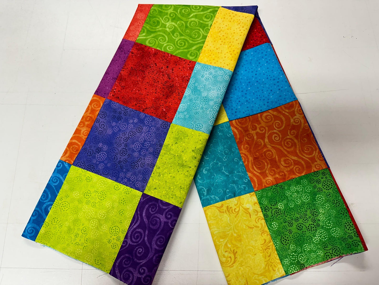 Vibrant Primary Color Patchwork Quilt Top: Unfinished 36x45 Handmade Lap Throw Ready for Quilting