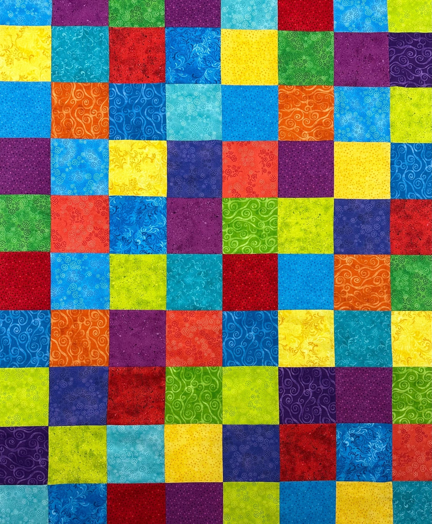 Vibrant Primary Color Patchwork Quilt Top: Unfinished 36x45 Handmade Lap Throw Ready for Quilting