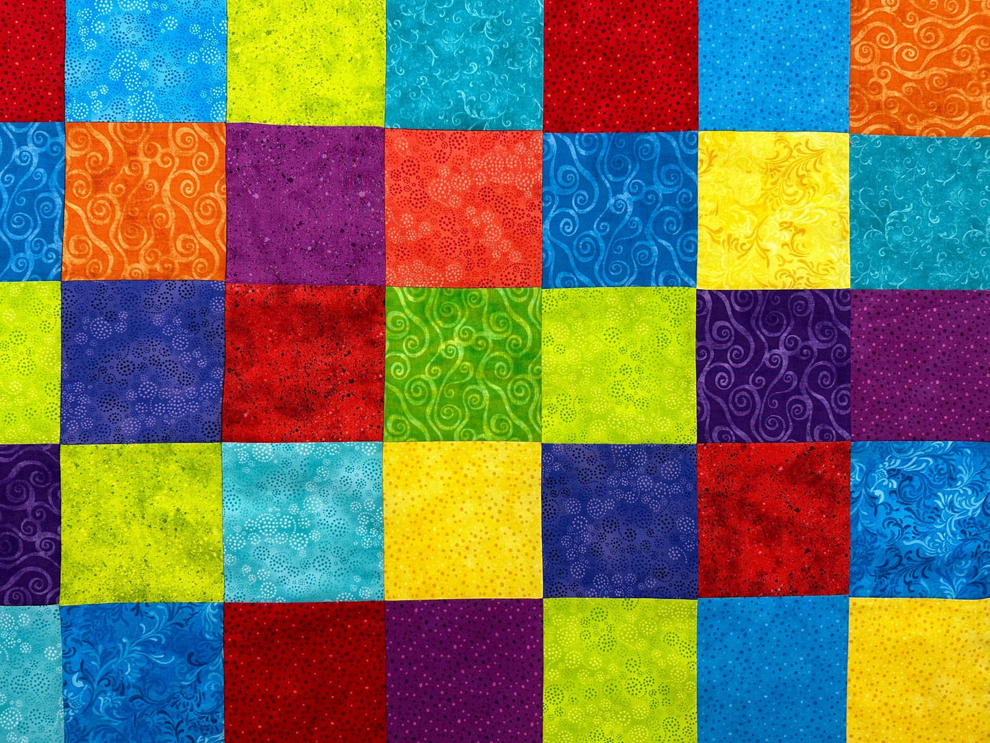 Vibrant Primary Color Patchwork Quilt Top: Unfinished 36x45 Handmade Lap Throw Ready for Quilting