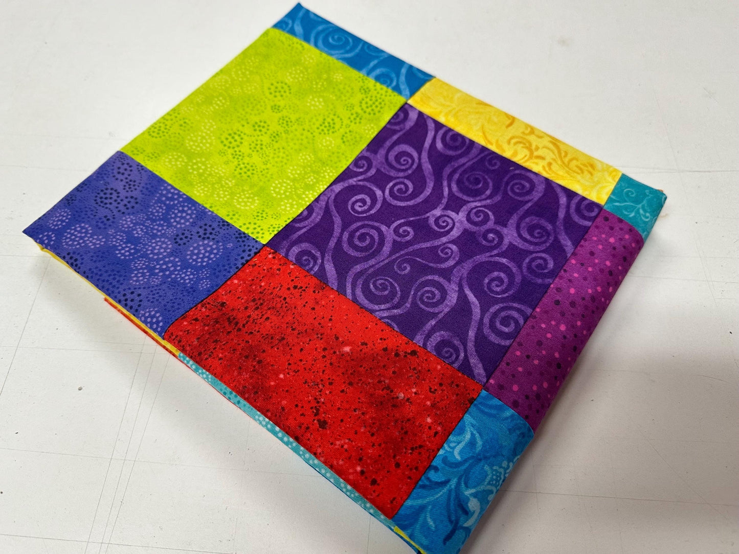 Vibrant Primary Color Patchwork Quilt Top: Unfinished 36x45 Handmade Lap Throw Ready for Quilting