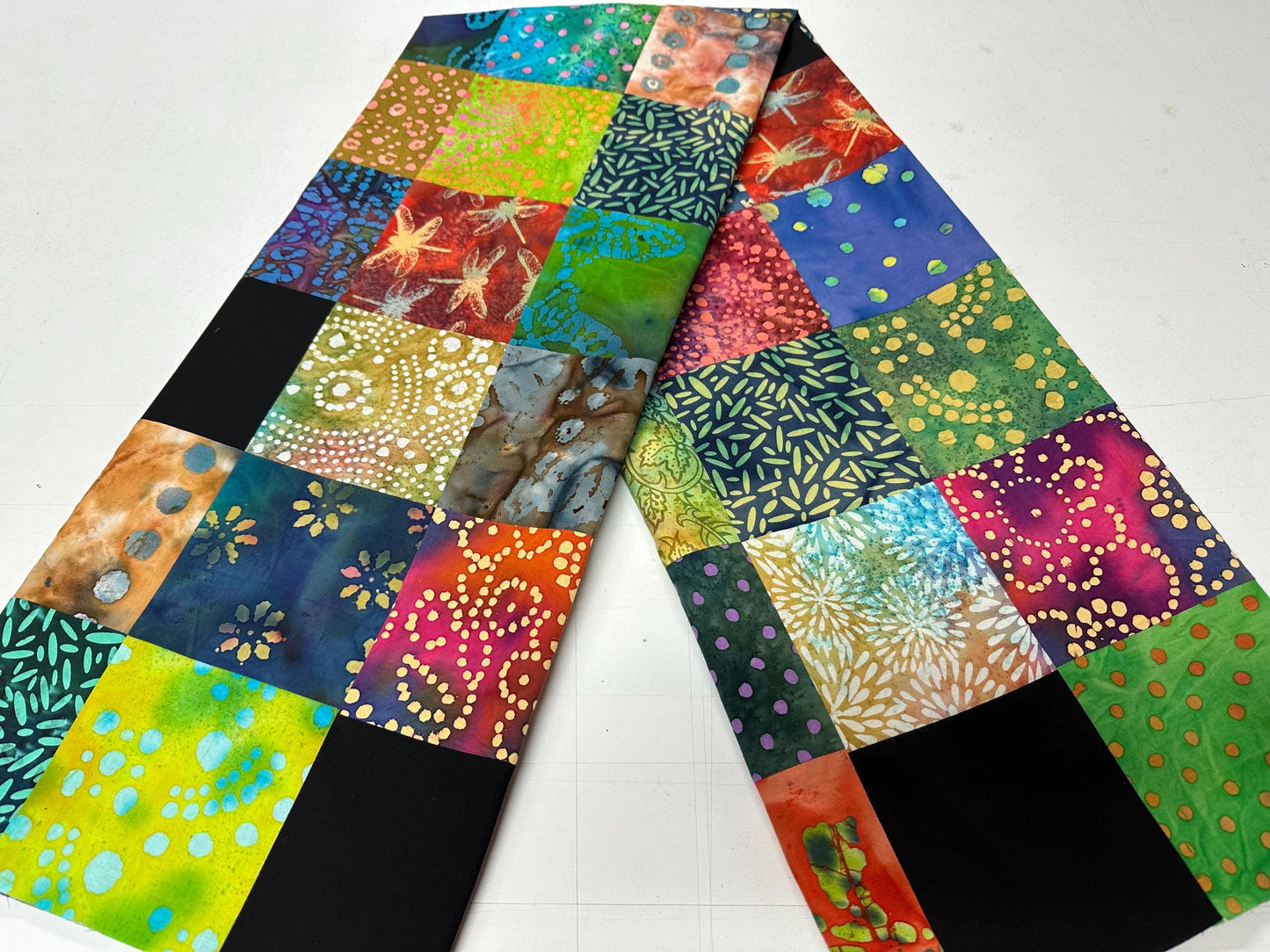 Vibrant Handmade Batik Unfinished Quilt Top: Multi-Color Pieced Patchwork, 54x63 Inches