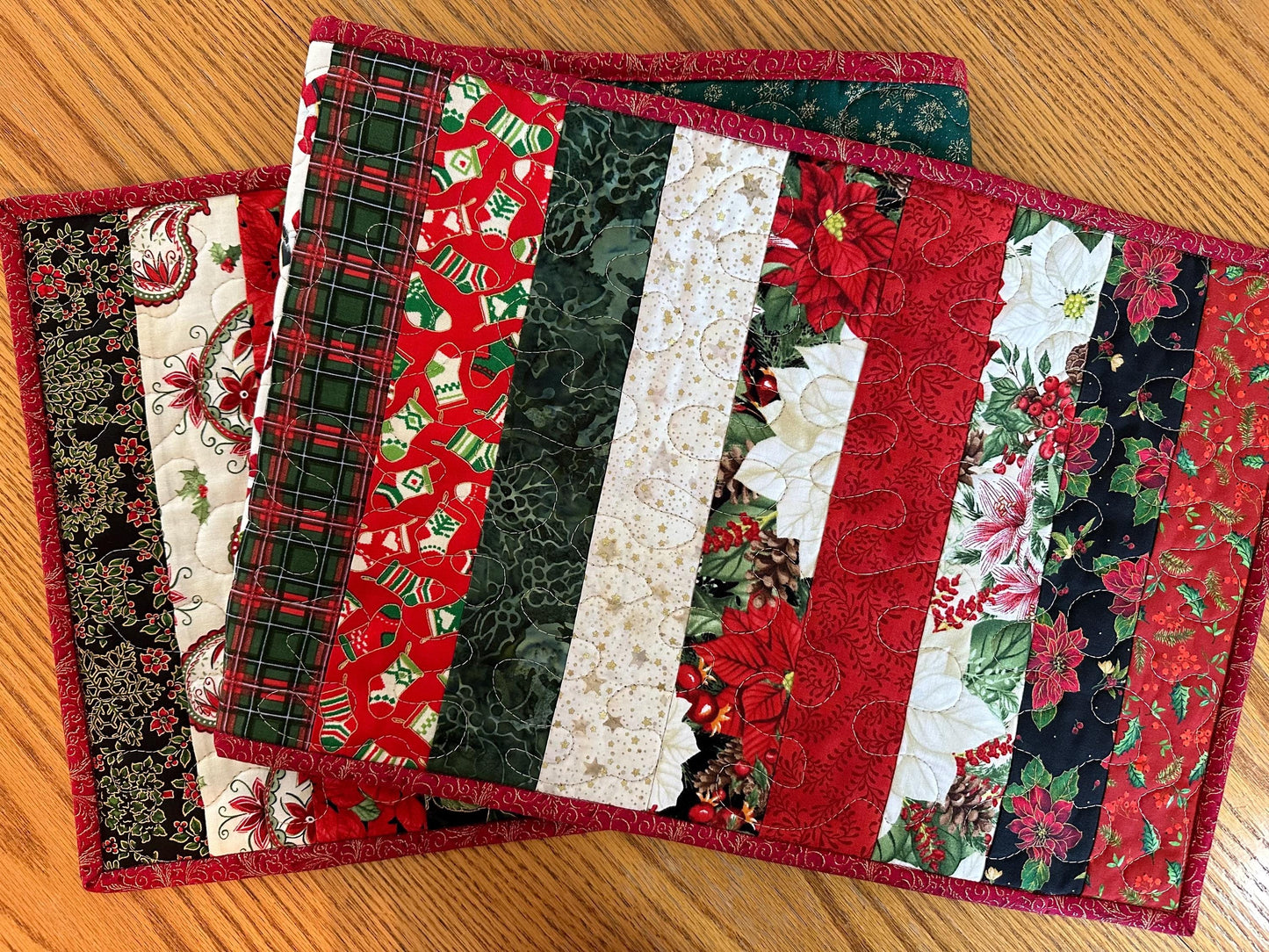 Handmade Quilted Christmas Table Runner - Holiday Centerpiece Mat for Kitchen & Dining Decor (12x48 inches)